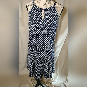 NWOT! Valerie Bertinelli Sleeveless Navy & White Dress. Size 14